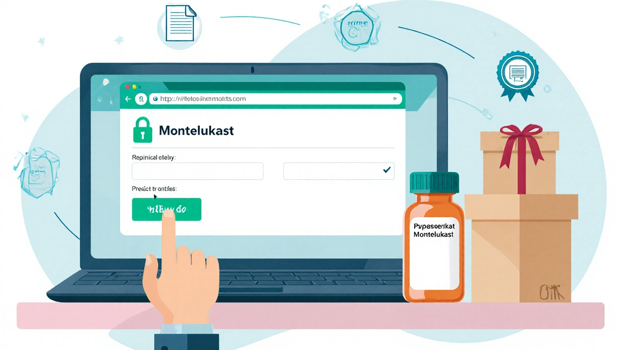 Illustration of a laptop with a secure padlock, a medicine bottle, and a shipping box on a desk.