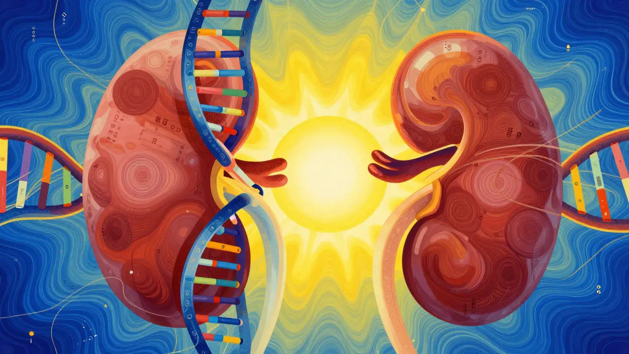 Abstract representation of medical research and future treatment hope.