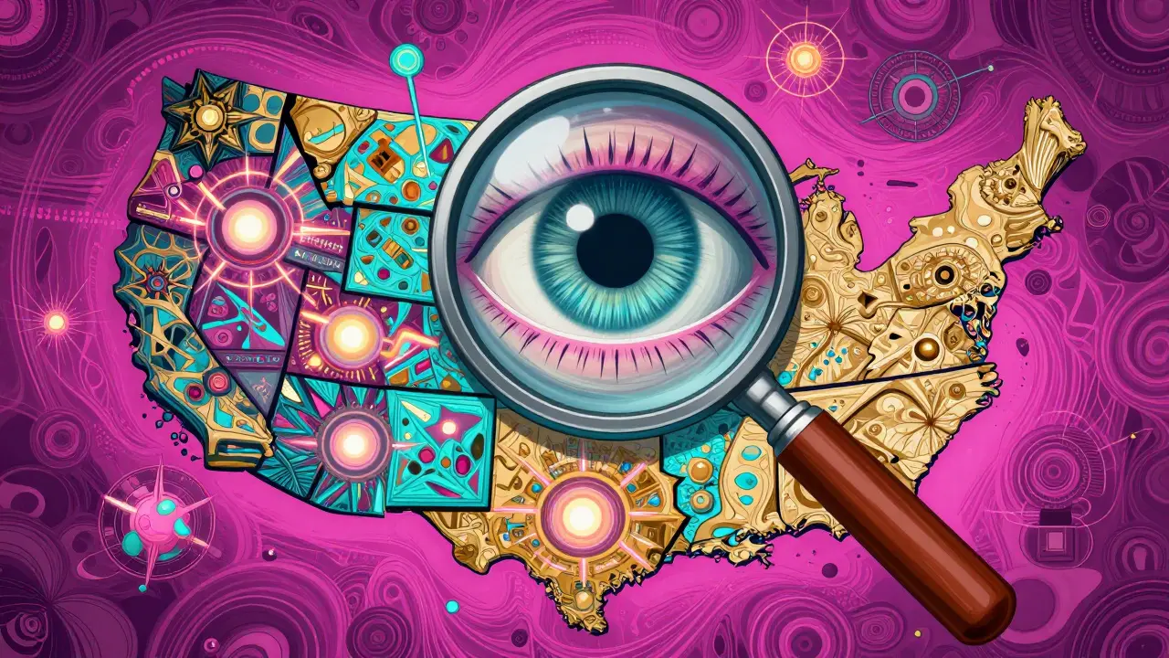 A stylized map of the USA with data pulses representing a public health surveillance system.